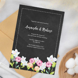 Elegante Chalkboard Floral Wedding Einladung