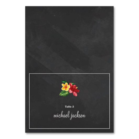 Elegante Chalkboard Floral Wedding Platzkarte Tischnummer (Vorderseite)