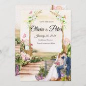 Elegante Chalkboard Hochzeit Einladung mit Liebe (Vorne/Hinten)