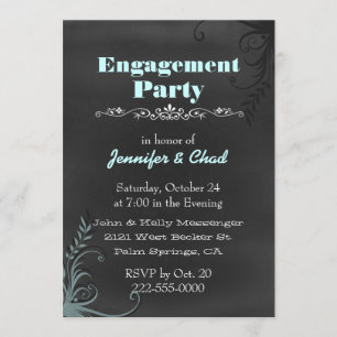 Elegante Chalkboard Look Engagement Party Custom Einladung