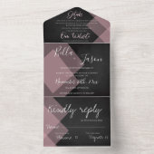 Elegante Chalkboard Pastel Monogram Wedding All In One Einladung (Innen)