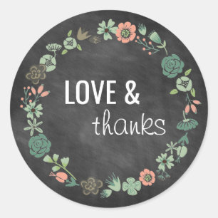 Elegante Chalkboard-Sticker mit Blume Runder Aufkleber
