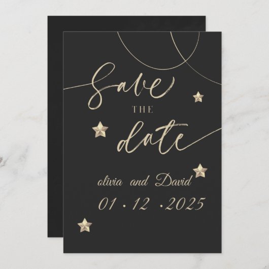 Elegante Chalkboard Style Save the Date Card | Mod Einladung (Vorne/Hinten)