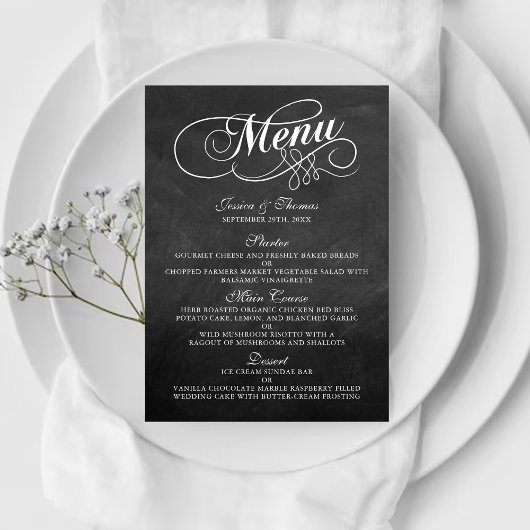 Elegante Chalkboard Wedding Menu Vorlagen
