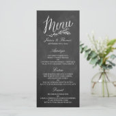 Elegante Chalkboard Wedding Menu Vorlagen (Stehend Vorderseite)