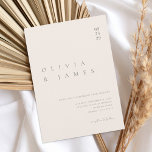 Elegante Champagne Beige Minimalistische Hochzeit Einladung<br><div class="desc">Champagner beige Hochzeitseinladung mit minimalistischer,  schicker Typografie.</div>