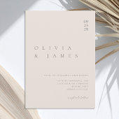 Elegante Champagne Beige Minimalistische Hochzeit Einladung