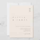 Elegante Champagne Beige Minimalistische Hochzeit Einladung (Vorderseite)