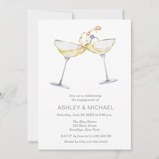 Elegante Champagne Engagement Party Einladung (Vorderseite)