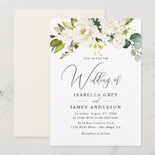 Elegante Champagne Floral Foliage Hochzeit Einladung