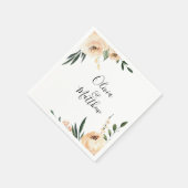 Elegante Champagne Floral Frame Wedding Serviette (Ecke)