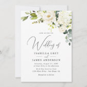 Elegante Champagne Floral Wedding Einladung (Vorderseite)