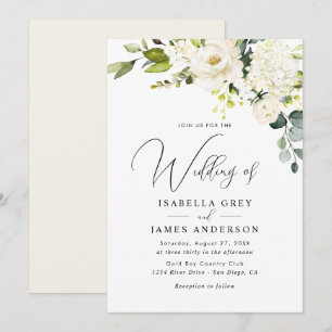 Elegante Champagne Floral Wedding Einladung