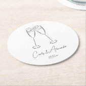 Elegante Champagne Glass Wedding Verlobung Runder Pappuntersetzer (Angewinkelt)