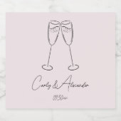 Elegante Champagne Glass Wedding Verlobung Schaumweinetikett (Einzelnes Label)