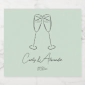 Elegante Champagne Glass Wedding Verlobung Schaumweinetikett (Einzelnes Label)