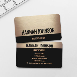 Elegante Champagne Gold & Black Business Card Visitenkarte