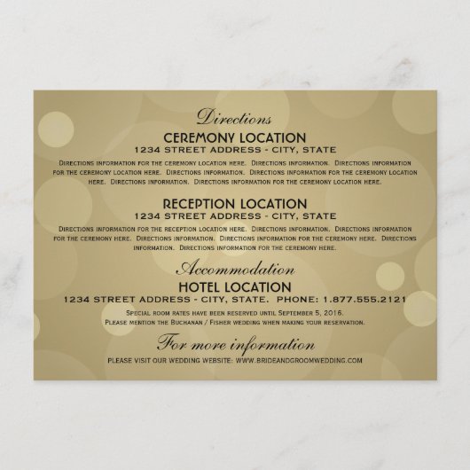 Elegante Champagne Gold Black Wedding Information Begleitkarte (Vorderseite)