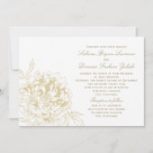 Elegante Champagne Gold Floral Peony Wedding Einladung (Vorderseite)