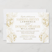 Elegante Champagne Gold Floral Peony Wedding Einladung (Vorderseite)