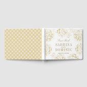 Elegante Champagne Gold Floral Peony Wedding Gästebuch (Voll)