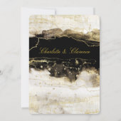 Elegante Champagne Gold Schwarz-weiß Luxury Weddin Einladung (Rückseite)