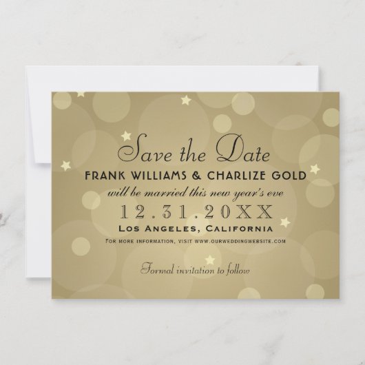 Elegante Champagne Gold Wedding Save The Date (Vorderseite)