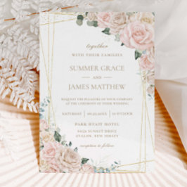 Elegante Champagne Ivory Blush Floral Wedding Einladung