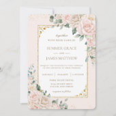 Elegante Champagne Ivory Blush Floral Wedding Einladung (Vorderseite)