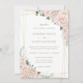 Elegante Champagne Ivory Blush Floral Wedding Einladung (Vorderseite)