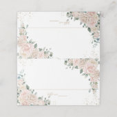 Elegante Champagne Ivory Blush Floral Wedding Platzkarte (Außenseite Aufgefaltet)