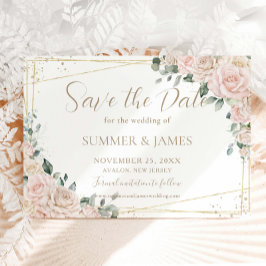 Elegante Champagne Ivory Blush Floral Wedding Save The Date