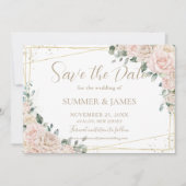 Elegante Champagne Ivory Blush Floral Wedding Save The Date (Vorderseite)