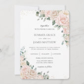 Elegante Champagne Ivory Blush Rose Hochzeit Einladung (Vorderseite)