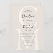 Elegante Champagne Minimal Chic Wedding Einladung (Vorne/Hinten)
