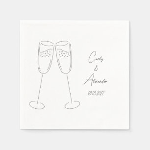 Elegante Champagne Name Wedding Engagement Party Serviette