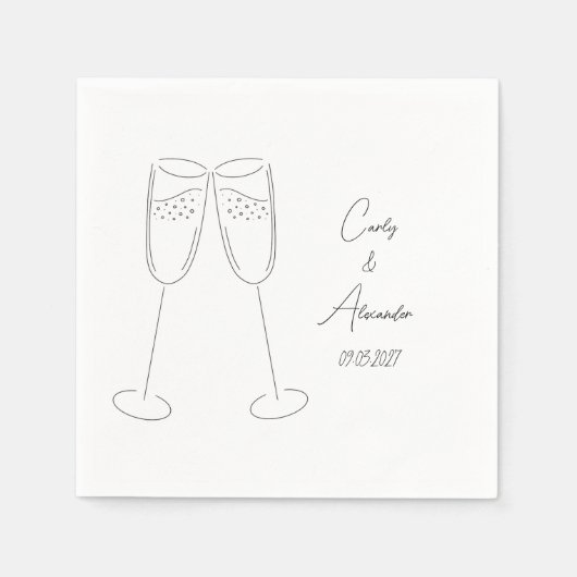 Elegante Champagne Name Wedding Engagement Party Serviette (Vorderseite)
