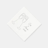Elegante Champagne Name Wedding Engagement Party Serviette (Ecke)