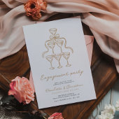 Elegante Champagne Scribble Engagement Party Einladung