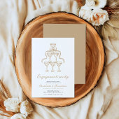 Elegante Champagne Scribble Engagement Party Einladung