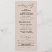Elegante Champagne Tan Vintage Hochzeitsprogramme Programm (Rückseite)