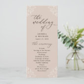 Elegante Champagne Tan Vintage Hochzeitsprogramme Programm (Stehend Vorderseite)