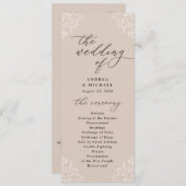 Elegante Champagne Tan Vintage Hochzeitsprogramme Programm (Vorne/Hinten)