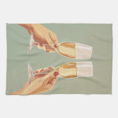 Elegante Champagne Toast Celebration Geschirrtuch (Horizontal)