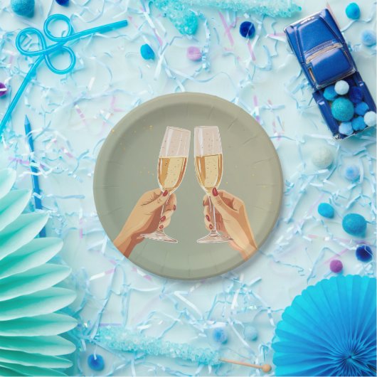 Elegante Champagne Toast Celebration Pappteller (Party)