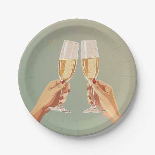 Elegante Champagne Toast Celebration Pappteller (Vorderseite)