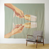 Elegante Champagne Toast Celebration Wandteppich (Beispiel (Horizontal))