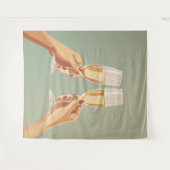 Elegante Champagne Toast Celebration Wandteppich (Vorderseite (Horizontal))