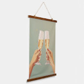 Elegante Champagne Toast Celebration Wandteppich Mit Holzrahmen (Gewinkelt)