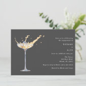 Elegante Champagne Toast Foto Engagement Party Einladung (Stehend Vorderseite)